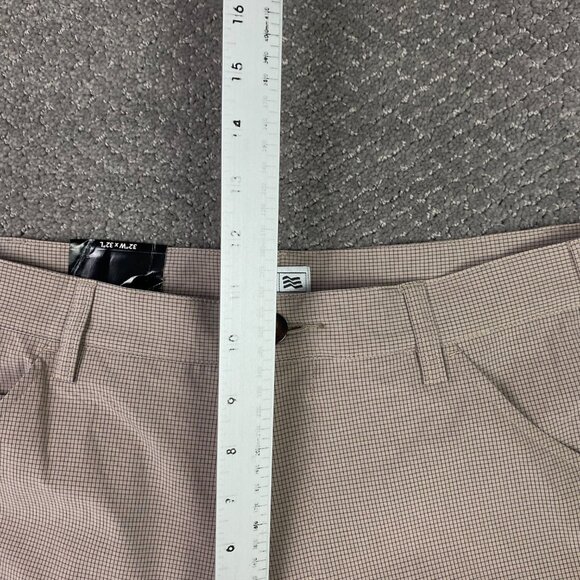 Adidas Golf Pants Men's 32 x 32 Tan Cream Plaid Check Climalite Teflon - Picture 9 of 15